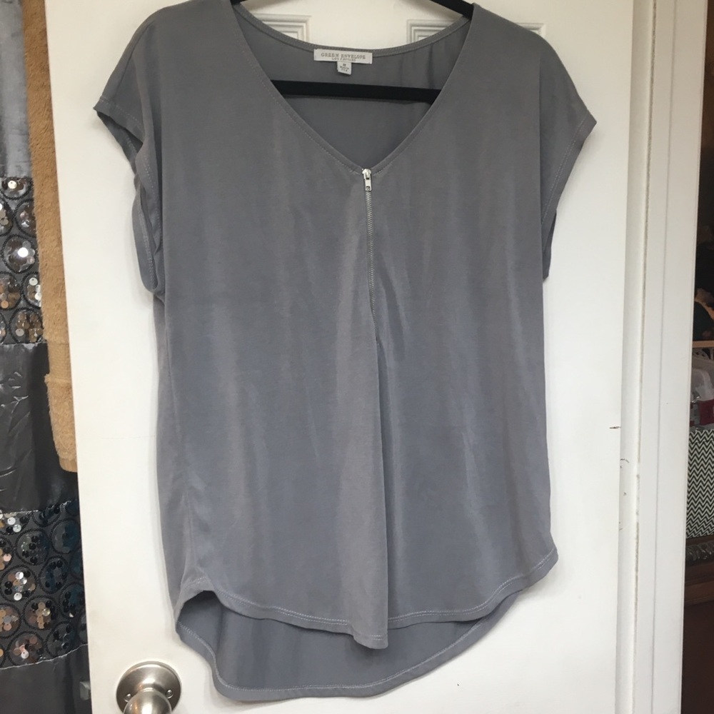 Green Envelope Made In USA Hi Lo Gray Modal Zipper